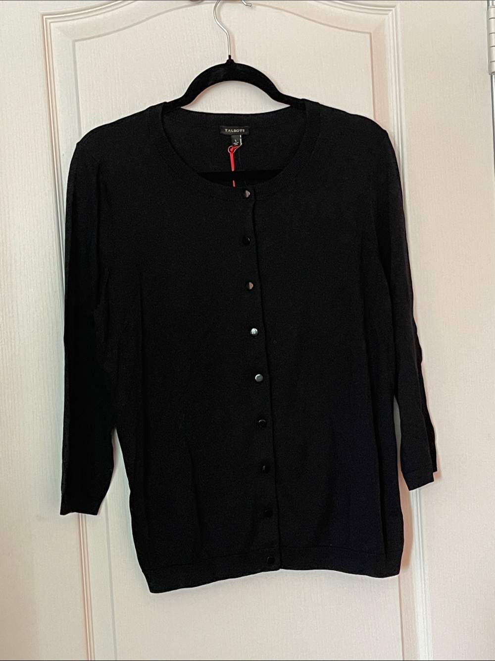 Talbots Black Button-Front Crewneck Cardigan